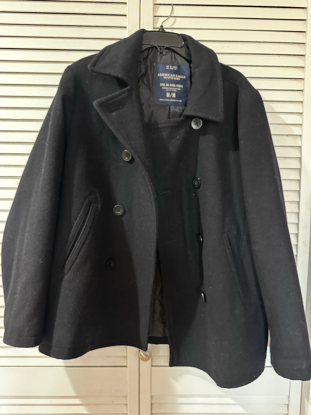 American Eagle Men’s black Wool Blend Peacoat